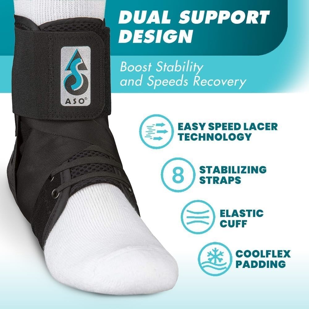 ASO Speed Lacer Ankle Brace with Hook and Loop Strap Closure, Lace Up Front - 223611-Single - LL Medico