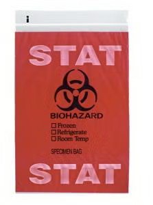 ASP Global Specimen Transport Bag, STAT/Biohazard, Document Pouch, Zip Closure, Red Tint, NonSterile, 6" x 9" - Q603-Pack - LL Medico