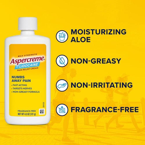 Aspercreme Max Strength Lidocaine Pain Relief Cream 2.7 oz - 4116705877 - LL Medico