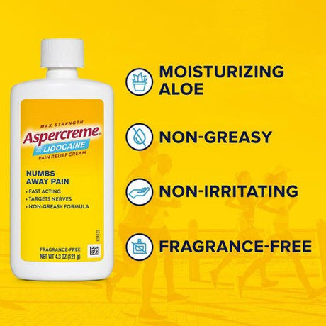Aspercreme Max Strength Lidocaine Pain Relief Cream 2.7 oz - 4116705877 - LL Medico
