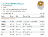 Assura Flat One-Piece Colostomy Pouch, Opaque, 13/16 to 2 3/4" Stoma, 8 1/2" Length, Box of 30 - 12170-Box - LL Medico