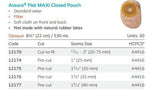 Assura Flat One-Piece Colostomy Pouch, Opaque, 13/16 to 2 3/4" Stoma, 8 1/2" Length, Box of 30 - 12170-Box - LL Medico