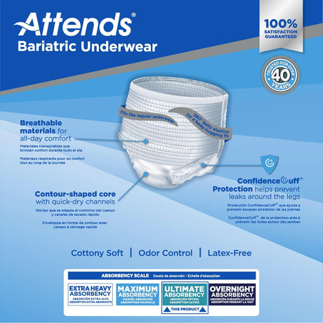 Attends Bariatric Incontinence Underwear, Ultimate Absorbency, 2XL - AU50-Sample - LL Medico