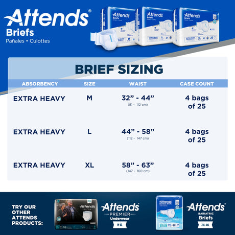 Attends Briefs, Extra Heavy Absorbency - DDP40-Pack - LL Medico