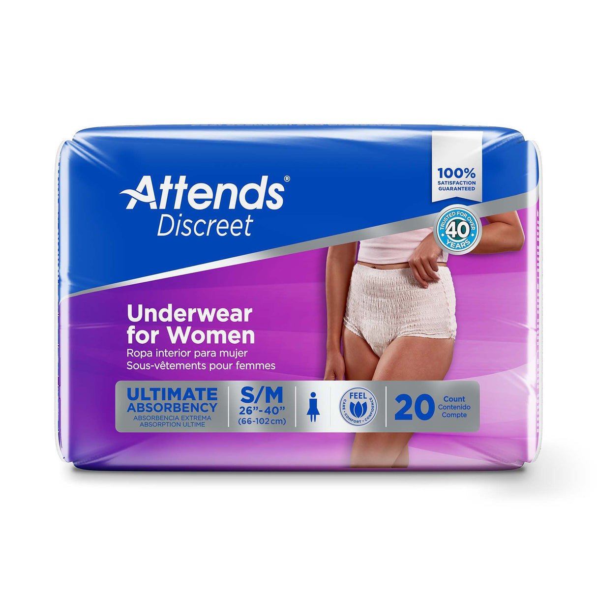 Attends Discreet Underwear for Women, Ultimate Absorbency - ADUF20-Pack - LL Medico
