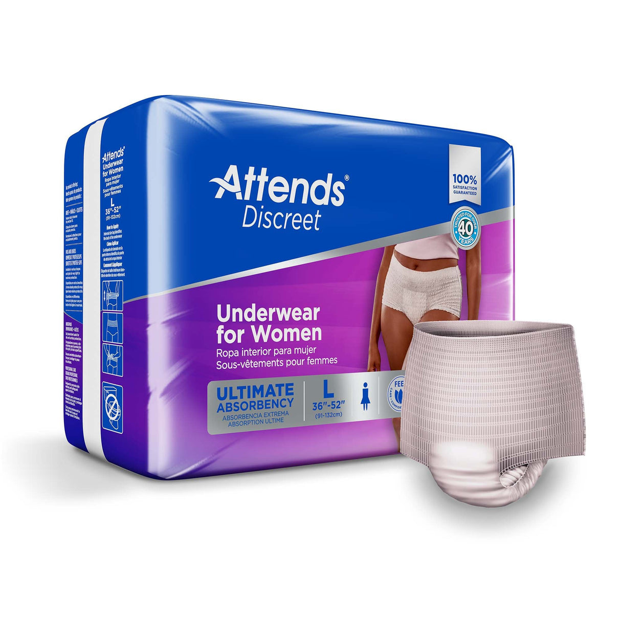 Attends Discreet Underwear for Women, Ultimate Absorbency - ADUF30-Pack - LL Medico