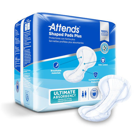 Attends Shaped Pads Plus, Ultimate Absorbency - SPDPA-Pack - LL Medico