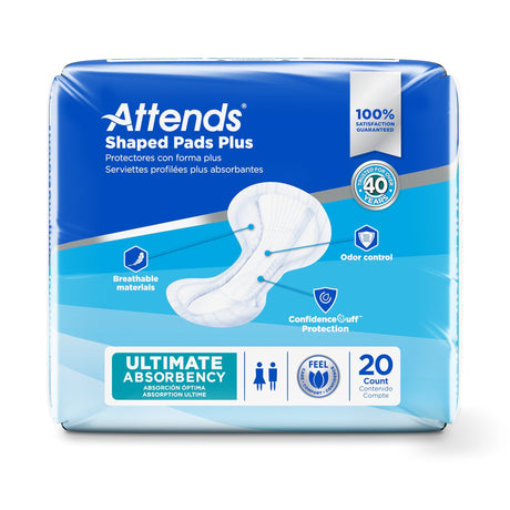 Attends Shaped Pads Plus, Ultimate Absorbency - SPDPA-Pack - LL Medico