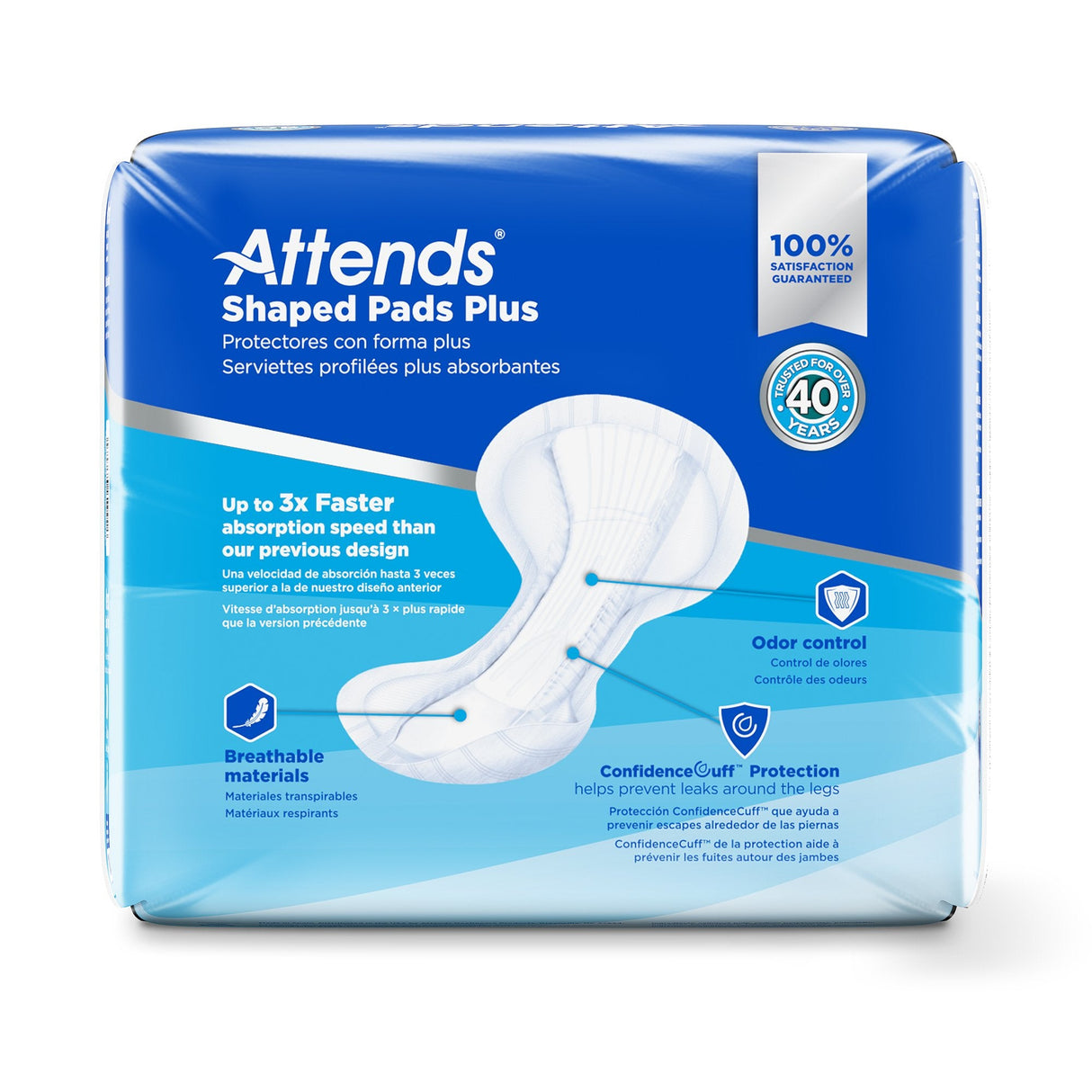Attends Shaped Pads Plus, Ultimate Absorbency - SPDPA-Pack - LL Medico