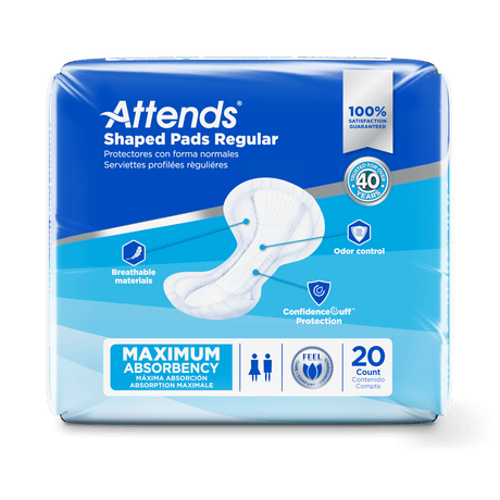 Attends Shaped Pads Regular, Maximum Absorbency - SPDRA-Pack - LL Medico