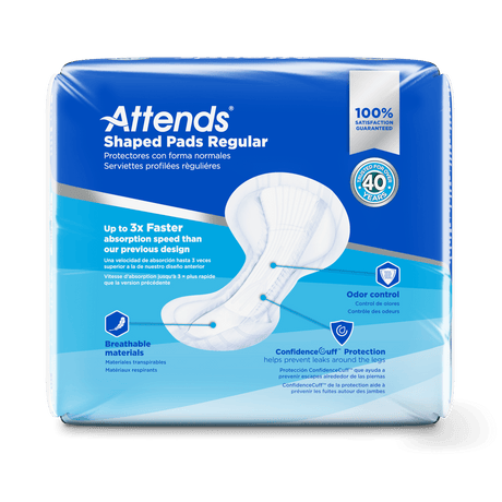 Attends Shaped Pads Regular, Maximum Absorbency - SPDRA-Pack - LL Medico
