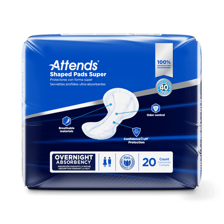 Attends Shaped Pads Super, Overnight Absorbency - SPSA-Pack - LL Medico