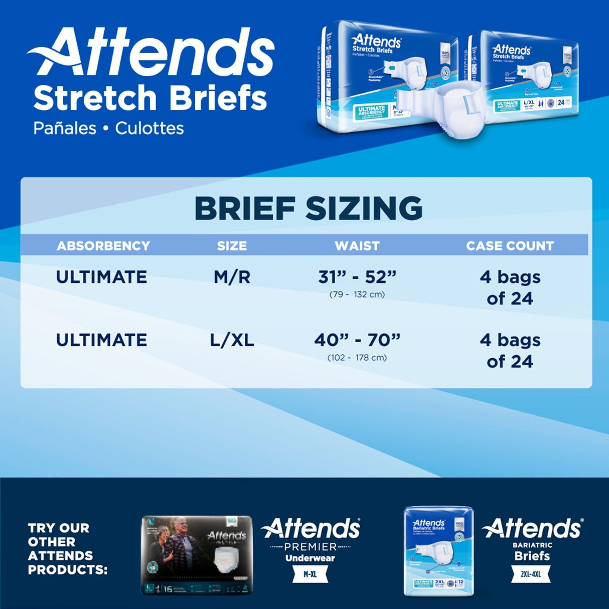 Attends Stretch Briefs, Ultimate Absorbency - DDSLXL-Pack - LL Medico