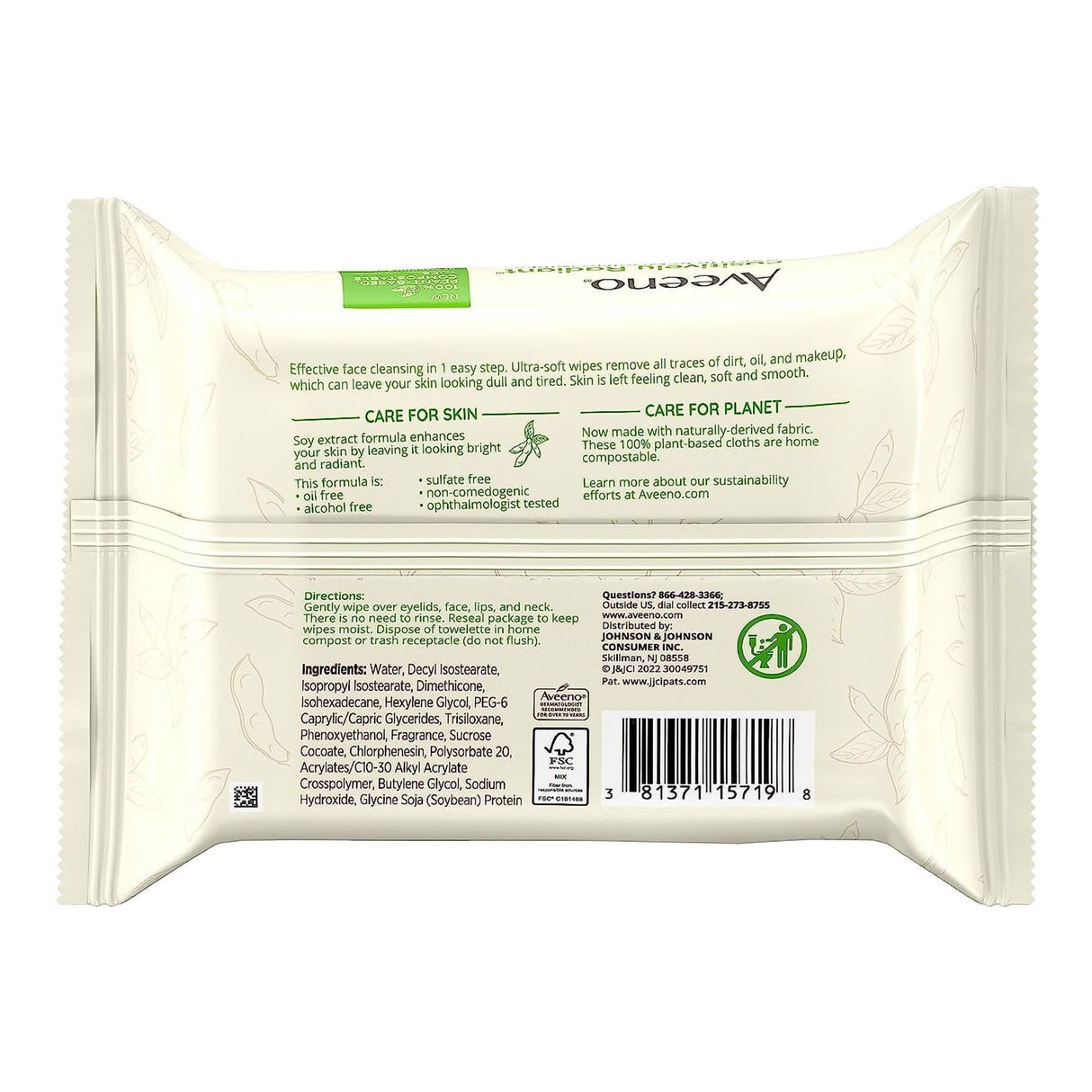 Aveeno Positively Radiant Makeup Removing Wipes Scented - 38137115719-Pack - LL Medico