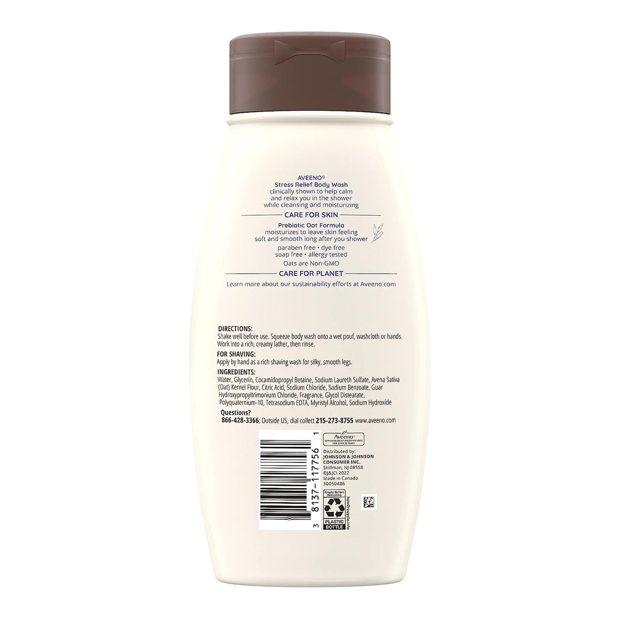 Aveeno Stress Relief Body Wash Lavender, 18-ounce Bottle - 38137117756-Single - LL Medico
