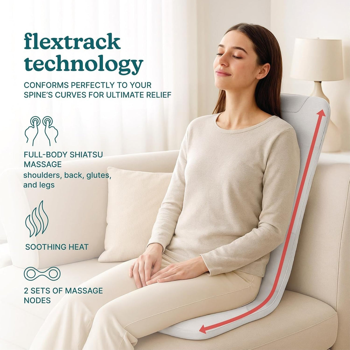 Back Massage Cushion with Heat HoMedics Shiatsuflex - MCS-512HJ-Single - LL Medico