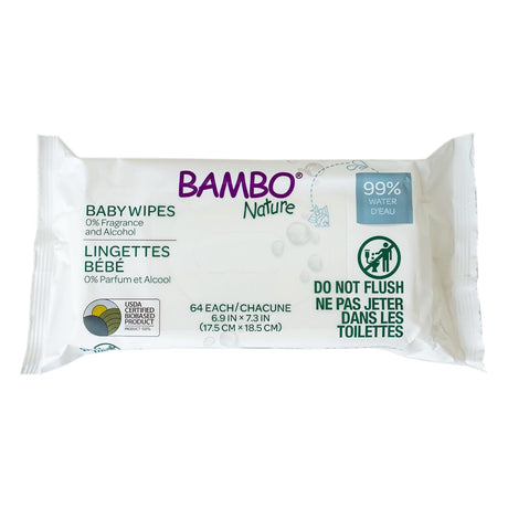Bambo Nature Baby Wipes, 99% Water, 0% Fragrance and Alcohol - 1999914029-Pack - LL Medico