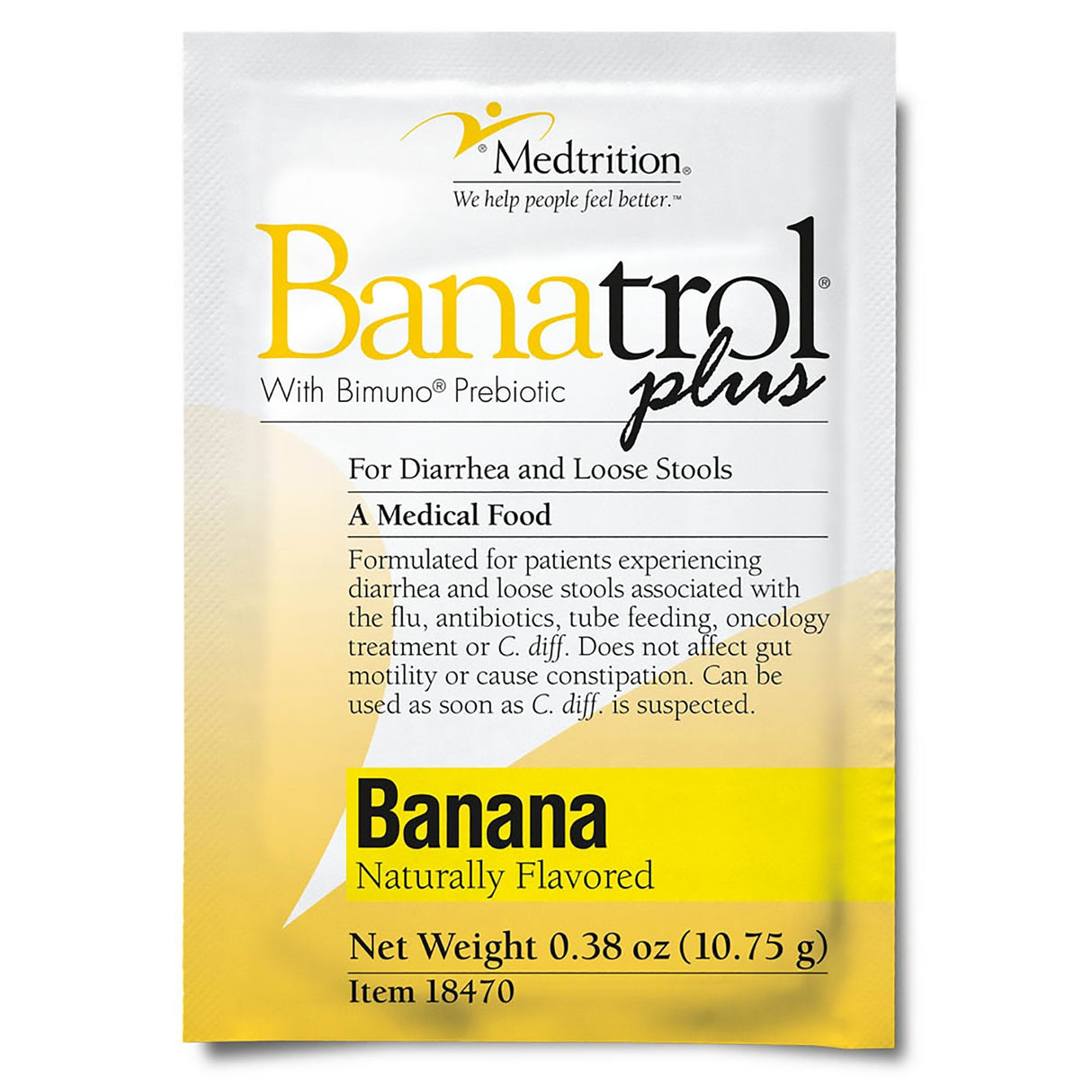 Banatrol Plus Diarrhea Support with Bimuno Prebiotic, Banana Flavor, 11 gm Packet - 18470-Single - LL Medico