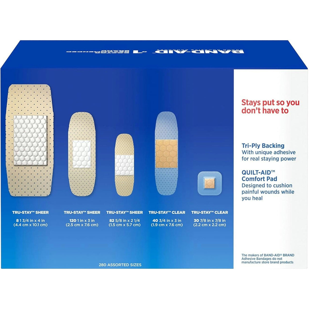 Band-Aid Family Pack Adhesive Bandages, Sterile, Assorted Sizes, 280 Count - 100471100-Box - LL Medico