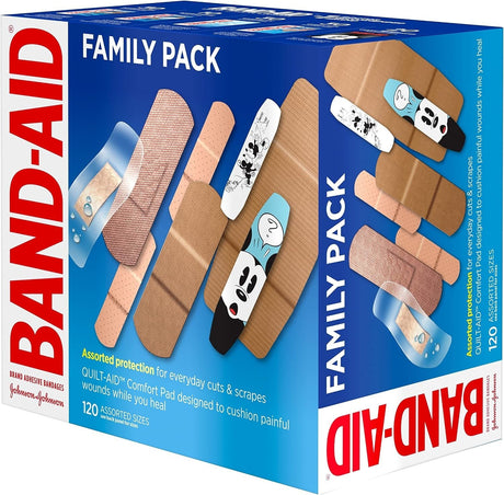 Band-Aid Family Pack Adhesive Bandages, Sterile, Assorted Sizes, Box of 30 - 38137119057-Box - LL Medico