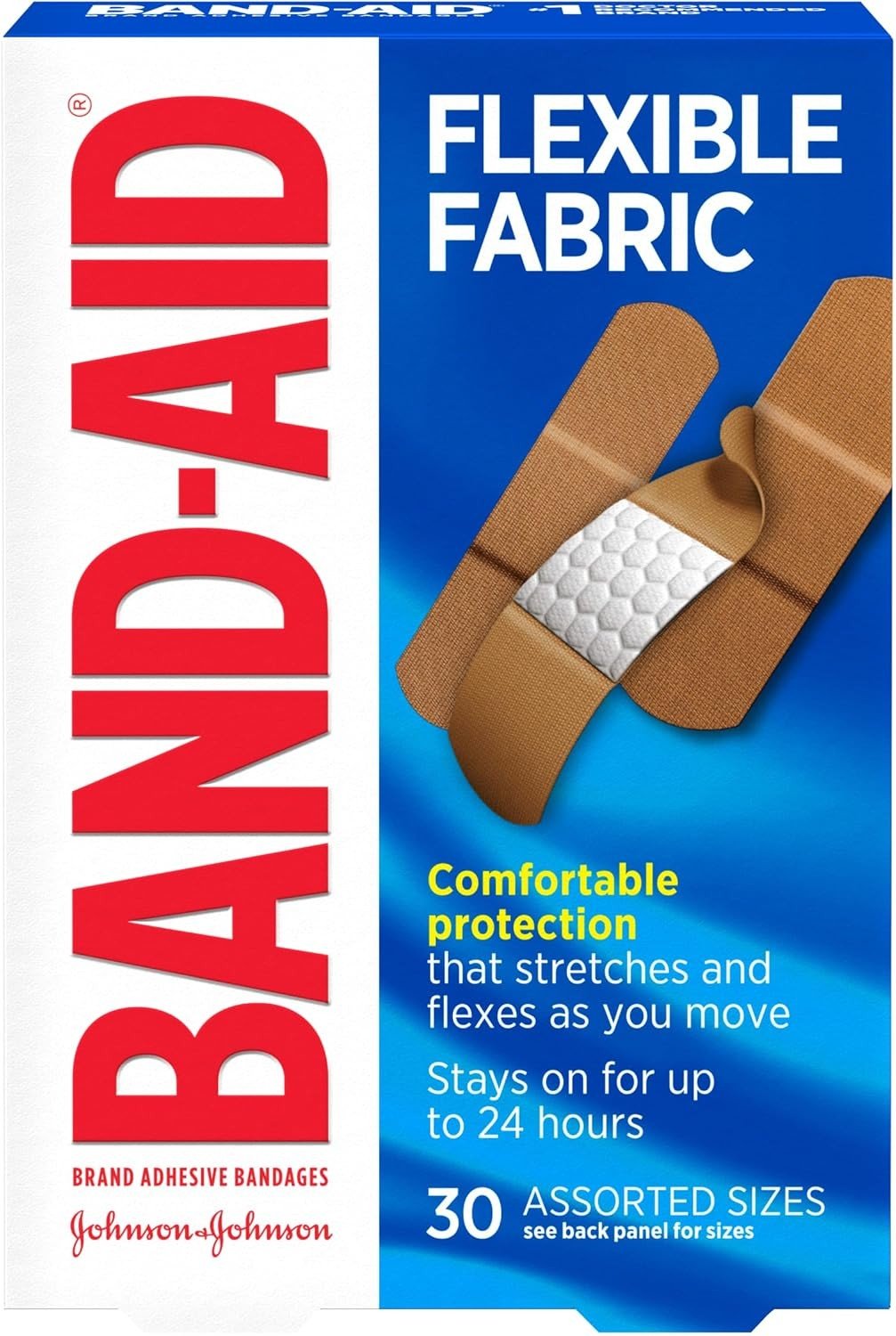 Band-Aid Flexible Fabric Adhesive Bandages, Sterile, Assorted Sizes, Box of 30 - 08137004430-Box - LL Medico