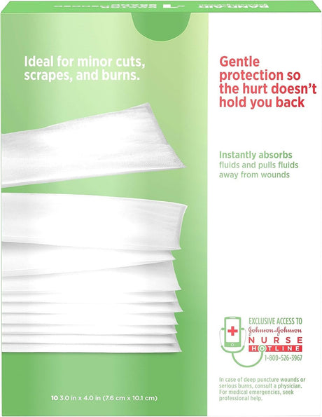 Band-Aid Hurt-Free Non-Stick Pads, Sterile, 3" x 4", Box of 10 - 38137116143-Box - LL Medico