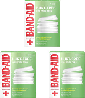 Band-Aid Hurt-Free Non-Stick Pads, Sterile, 3" x 4", Box of 10 - 38137116143-Box - LL Medico