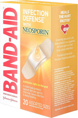 Band-Aid Infection Defense with Neosporin Adhesive Bandages, Sterile, Assorted Sizes, 20 ct - 38137005570-Box - LL Medico