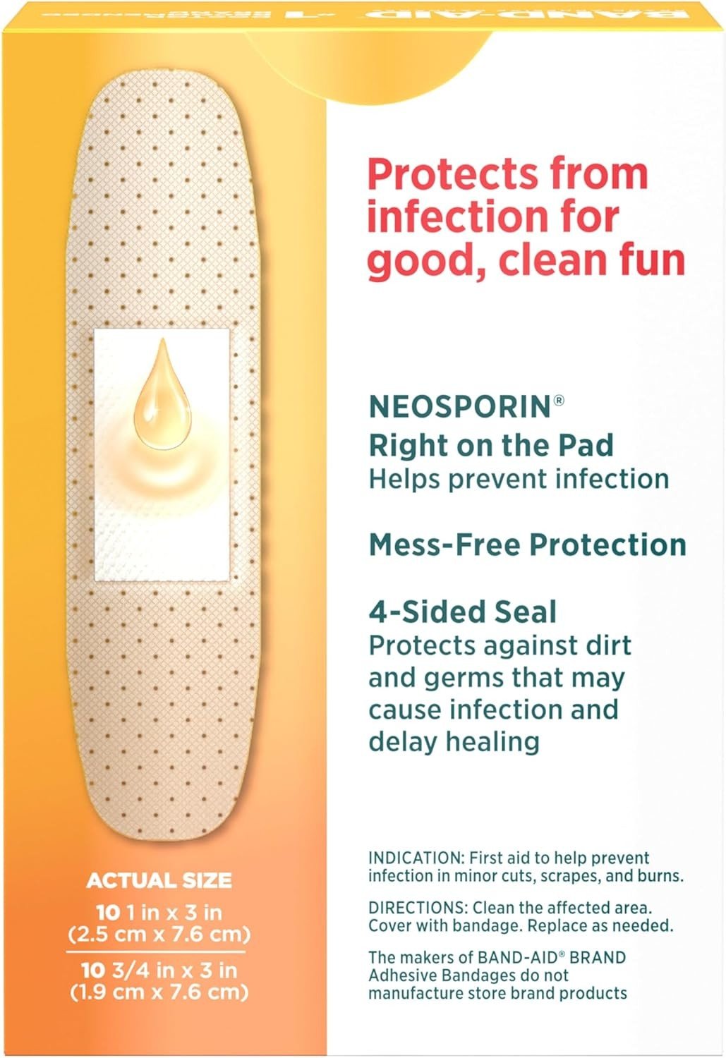 Band-Aid Infection Defense with Neosporin Adhesive Bandages, Sterile, Assorted Sizes, 20 ct - 38137005570-Box - LL Medico