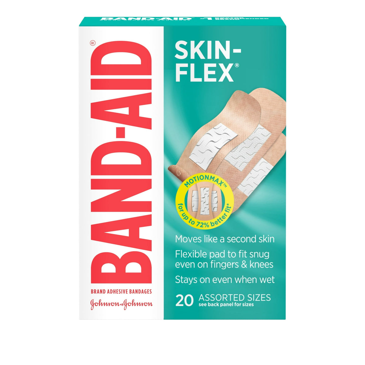 Band-Aid Skin-Flex Adhesive Bandages, Sterile, Assorted Sizes, Box of 20 - 38137118348-Box - LL Medico