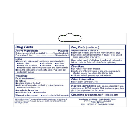 Banophen Anti-Itch Cream, Diphenhydramine HCl / Zinc Acetate 2% - 0.1%, 1 oz Tube - 00904535431-Single - LL Medico