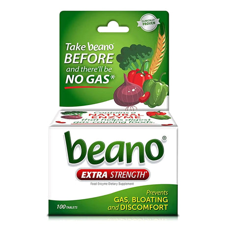 Beano Extra Strength Food Enzyme Tablets, Alpha-Galactosidase, 400 GALU - 04203710300-Bottle - LL Medico