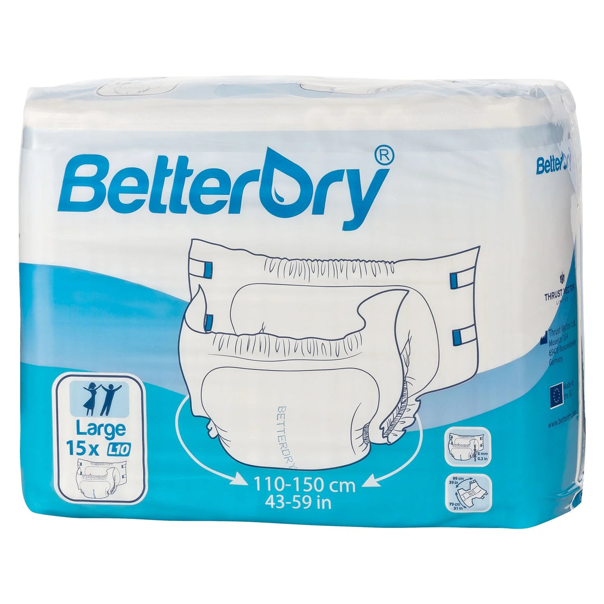 BetterDry Overnight Adult Diapers w/ Plastic Backing - 10600-Sample - LL Medico