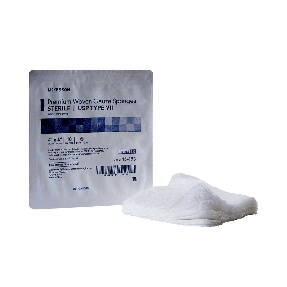 McKesson USP Type VII Gauze Sponge, 4 x 4 Inch, Eight-Ply