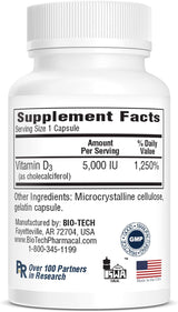 Bio Tech Vitamin D3 Supplement, 5000 IU - 53191024401 - LL Medico