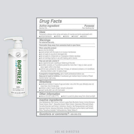 Biofreeze Professional Pain Relief Gel, 32 oz Pump - 13429-Single - LL Medico