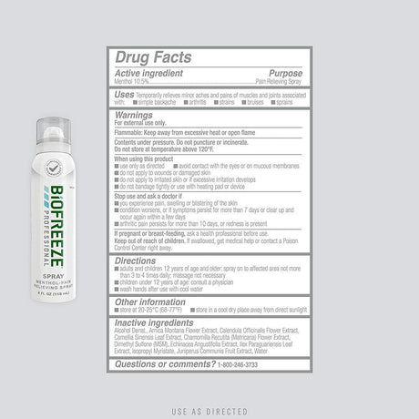 Biofreeze Professional Pain Relief Gel, 4 oz Spray - 13422-Single - LL Medico