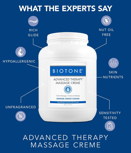Biotone Advanced Therapy Massage Creme, Grapeseed, Apricot & Sesame, 128 fl oz - ATC1G-Single - LL Medico
