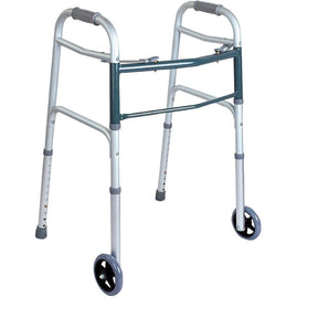BodyMed 2 Button Folding Walker w/ Wheels - ZZRWAL01 - LL Medico