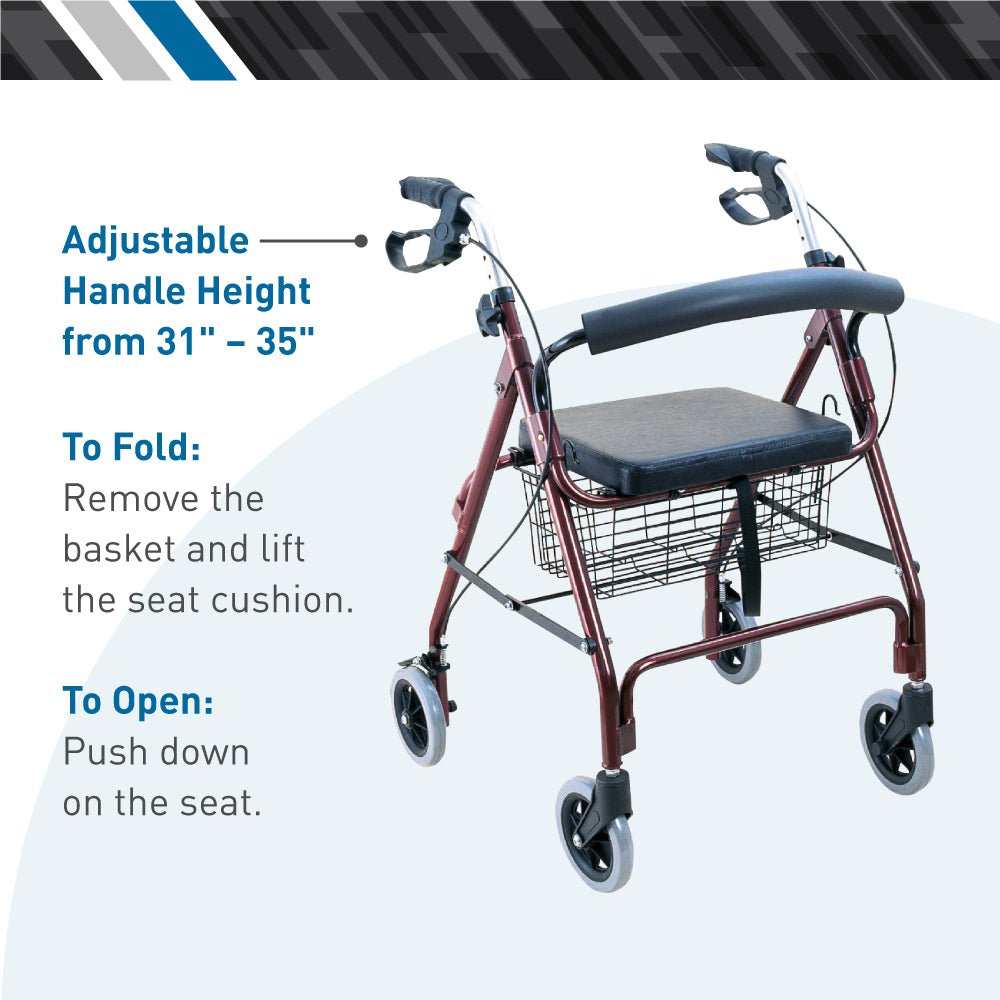 BodyMed Aluminum Rollator with 6 - inch Wheels - ZZRROL01 - LL Medico