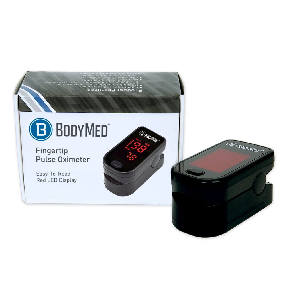 BodyMed Fingertip Pulse Oximeter, LED Display - BDMOXMTRBLK - LL Medico