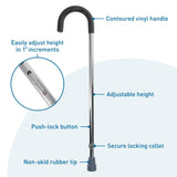 BodyMed Round Handle Cane, Aluminum, Adjustable Height - ZZRADL176 - LL Medico