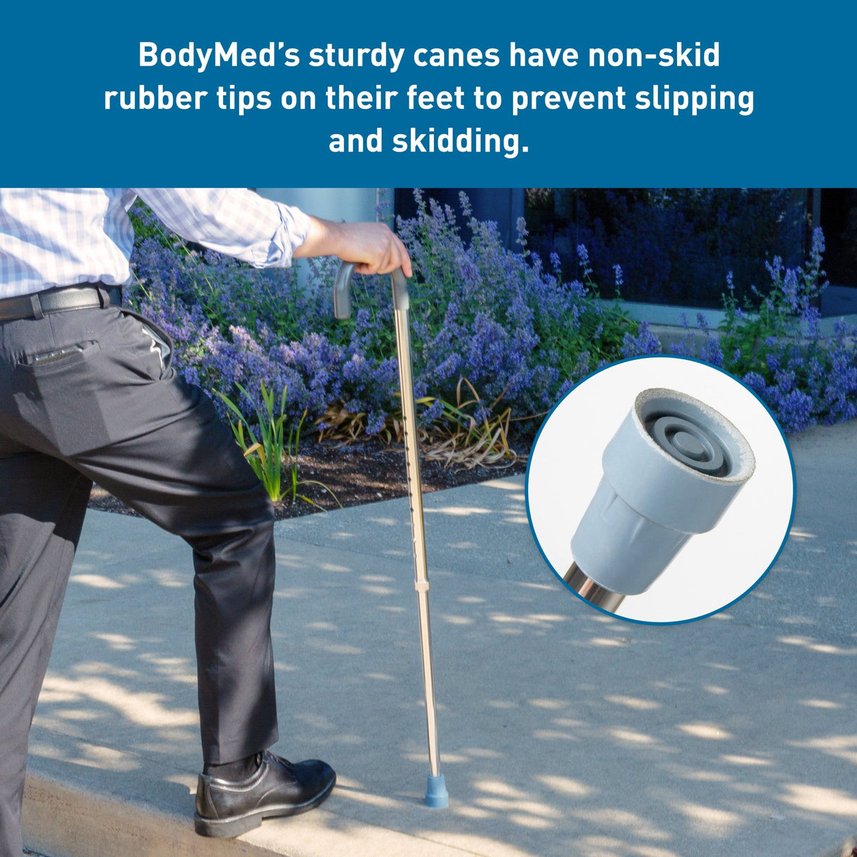 BodyMed Round Handle Cane, Aluminum, Adjustable Height - ZZRADL176 - LL Medico