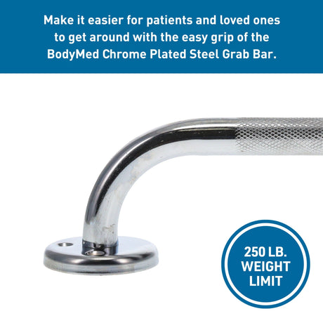 BodyMed Wall Grab Bar, Chrome Plated Steel - ZZRADLBAR12 - LL Medico