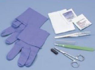 Busse Sharp Debridement Tray, contents laid out