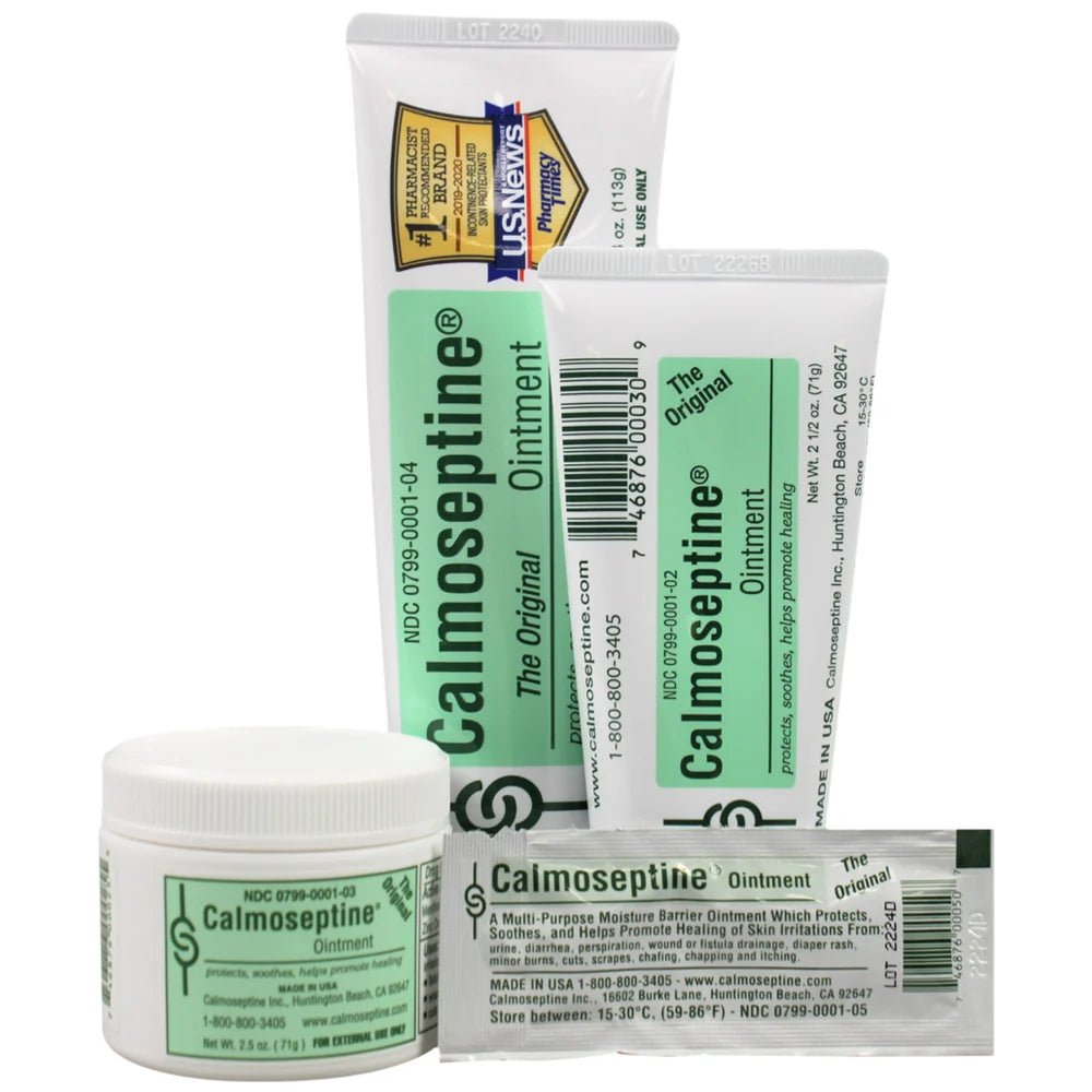 Calmoseptine Ointment, all sizes shown together