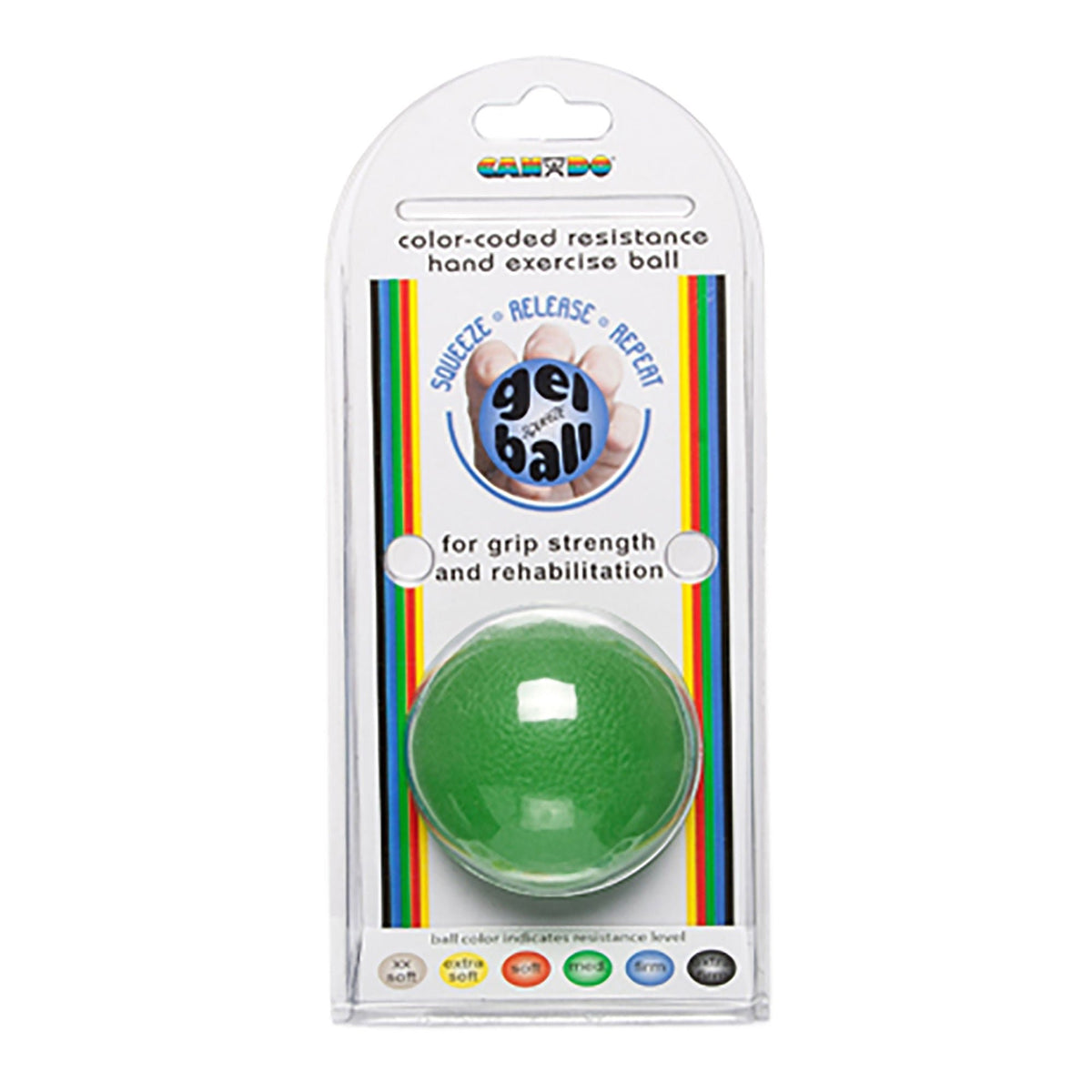 CanDo Gel Squeeze Ball, Green, Medium Resistance, Standard Size - 10-1493-Single - LL Medico