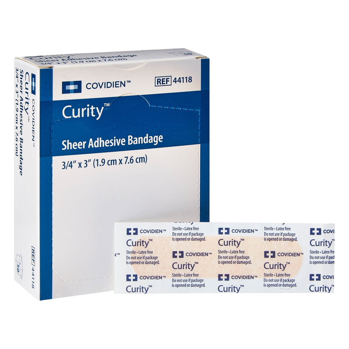 Cardinal Health Curity Sheer Adhesive Strip, Sterile, ¾ x 3" - 44118-Box - LL Medico