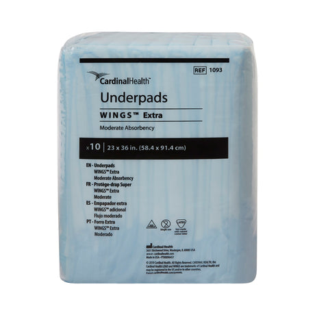 Cardinal Health Wings Extra Underpads, Moderate Absorbency - 1093-Pack - LL Medico