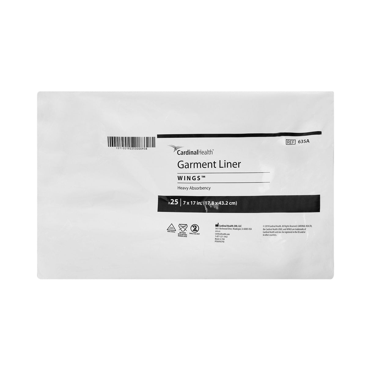 Cardinal Health Wings Garment Liner - 965B20-Pack - LL Medico